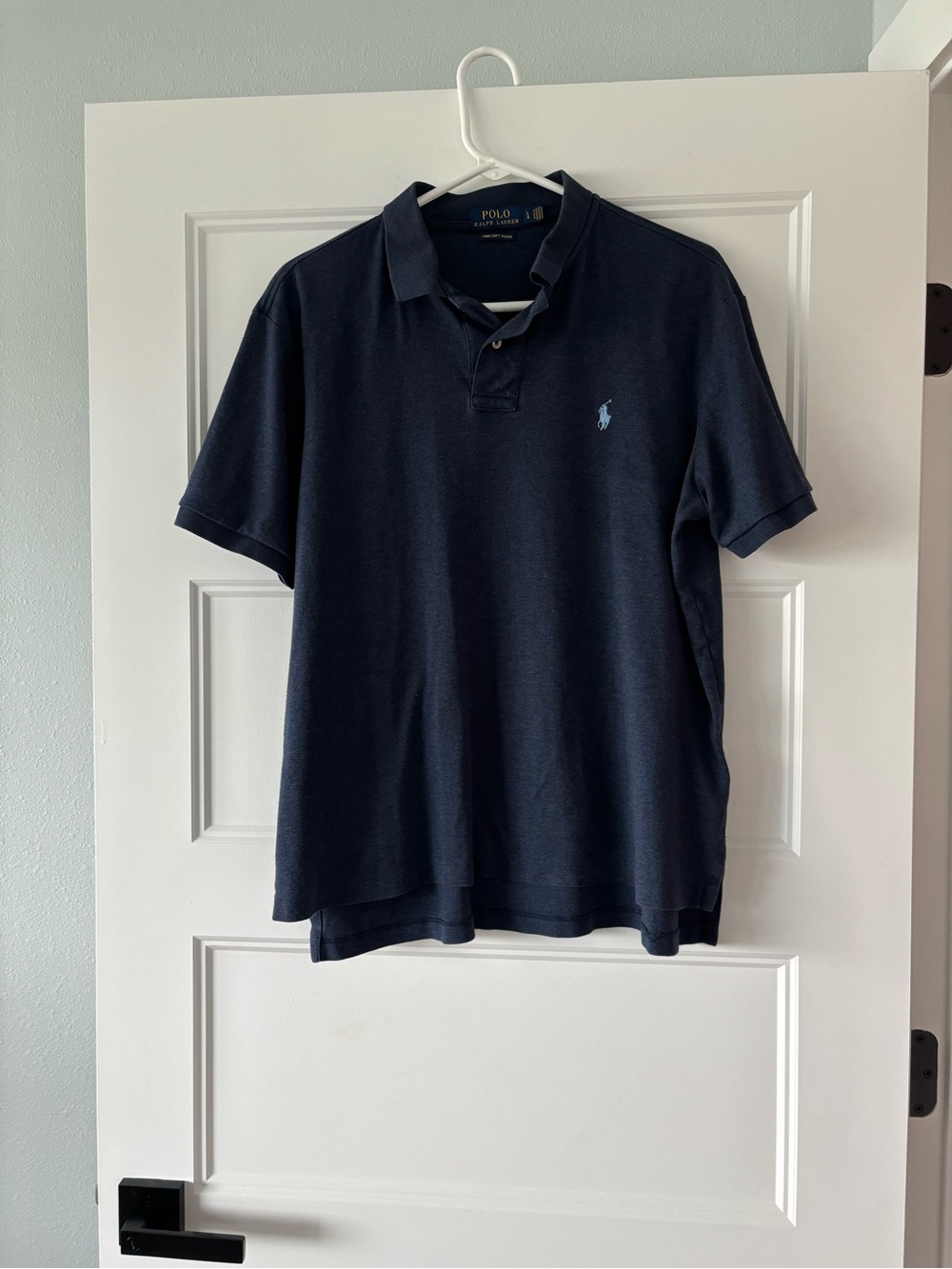 Polo by Ralph Lauren Men’s Dark Heather Navy Cotton Polo with Light Blue Pony L